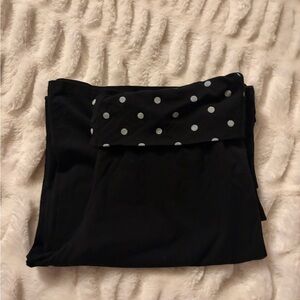 Black Polka Dot flare Leggings Fold-Over Waist – Medium